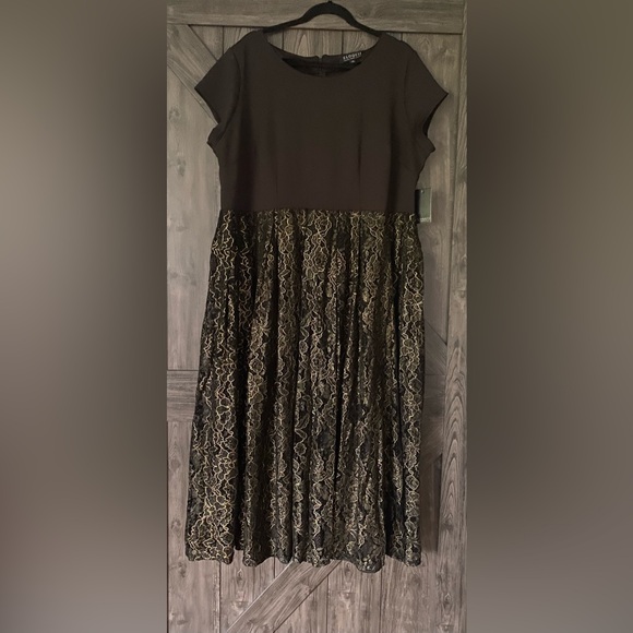 Black and Gold lace Eloquii dress, NWT, sz 22 - Picture 1 of 11